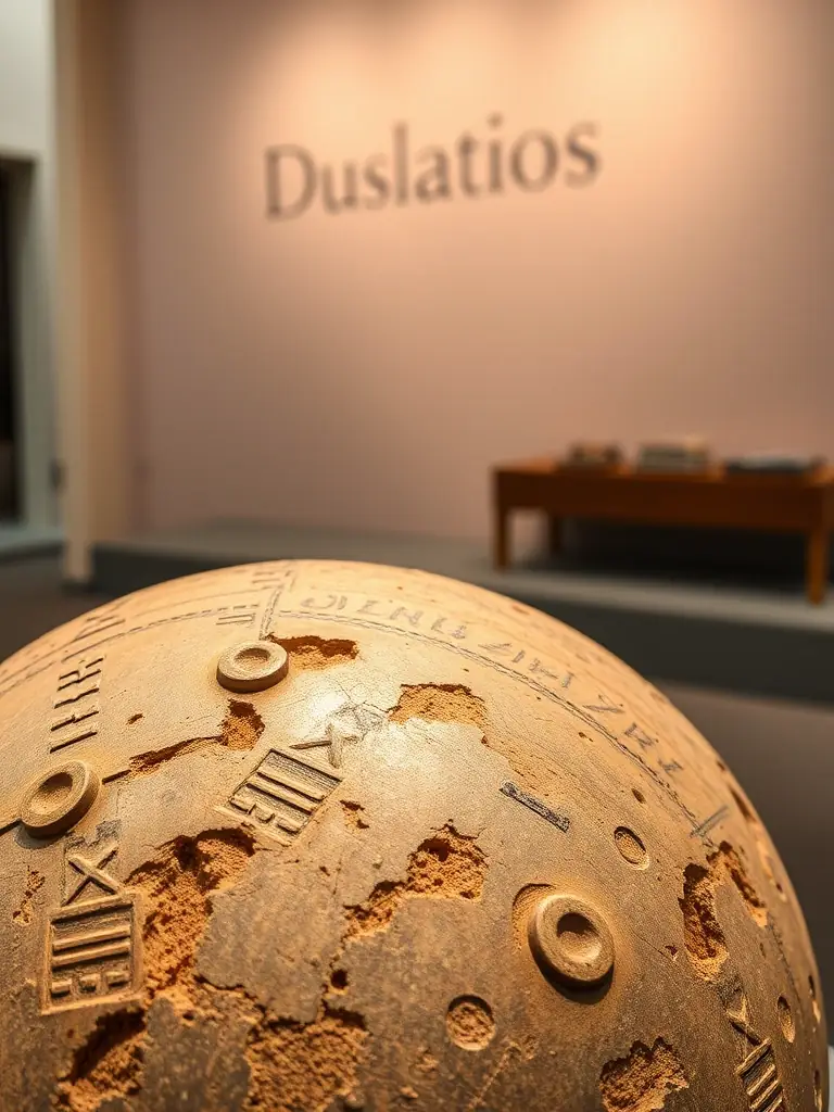 A close-up shot of an artifact from the 'Dubai's Transformation' exhibit, highlighting the city's rapid development and economic growth.